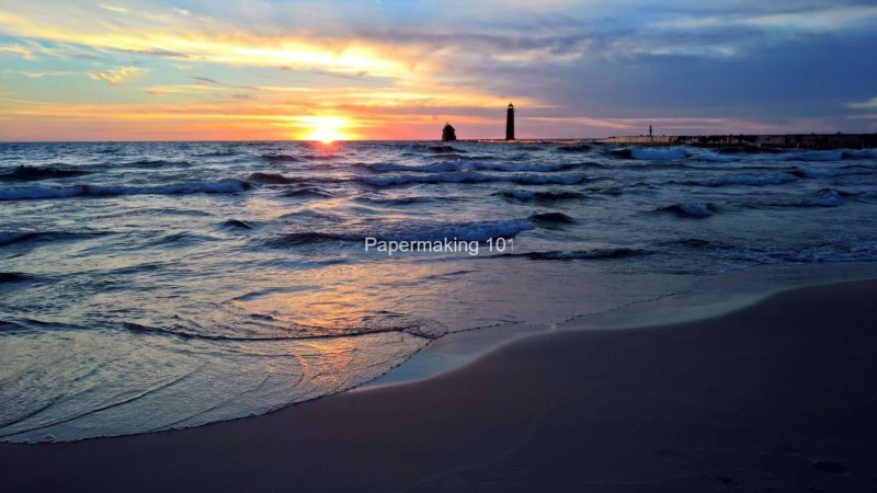 Grand Haven Pier sunset during renovationation