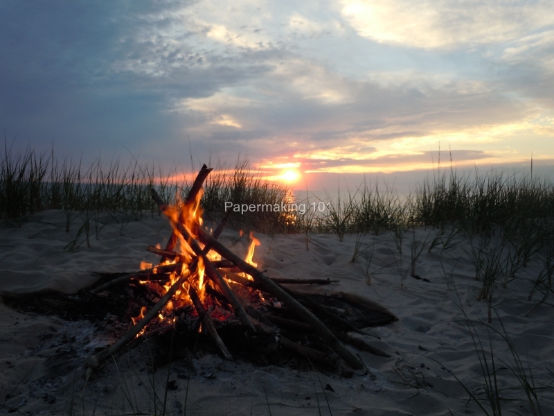 beach fire before sunset