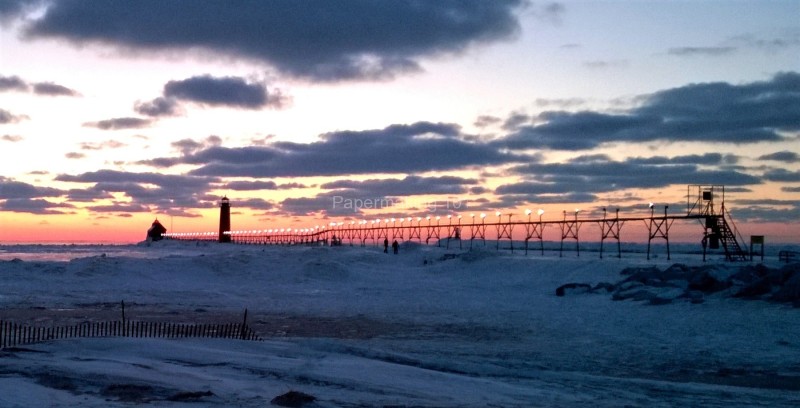 Snowy Pier Sunset
